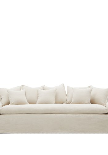 KAVE HOME Zenira 3-seters sofatrekk med beige puter i bomull og lin, 230 cm