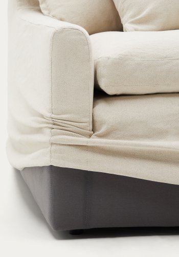 KAVE HOME Zenira 3-seters sofatrekk med beige puter i bomull og lin, 230 cm