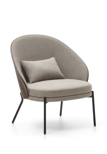 KAVE HOME Eamy lenestol - lysebrunt stoff, brun ask finer og sort stl