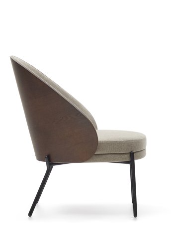 KAVE HOME Eamy lenestol - lysebrunt stoff, brun ask finer og sort stl