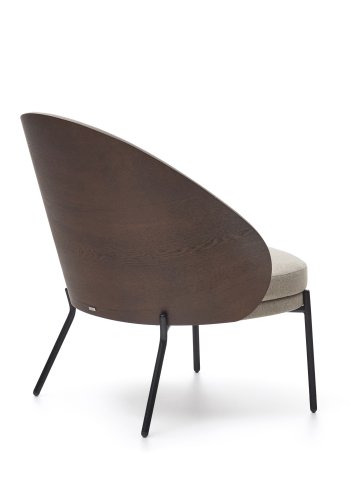 KAVE HOME Eamy lenestol - lysebrunt stoff, brun ask finer og sort stl