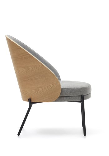 KAVE HOME Eamy lenestol - lysegrt stoff, finér i naturlig ask og sort stl