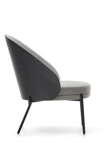 KAVE HOME Eamy lenestol - lys grtt stoff, sort ask finer og sort stl
