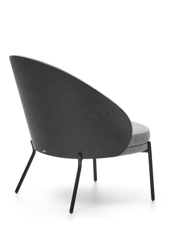 KAVE HOME Eamy lenestol - lys grtt stoff, sort ask finer og sort stl