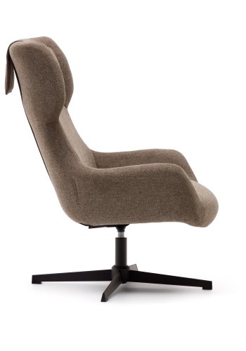 KAVE HOME Zalina svingstol, med armlener - lysebrun chenille og sort stl