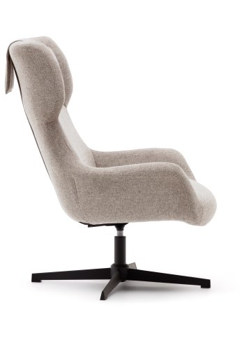 KAVE HOME Zalina svingstol, med armlener - beige chenille og sort stl