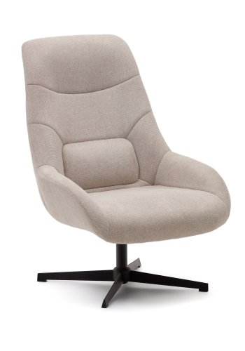 KAVE HOME Celida svingstol, med armlener - beige chenille og sort stl