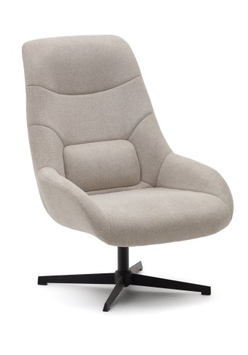 KAVE HOME Celida svingstol, med armlener - beige chenille og sort stl