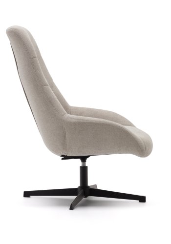 KAVE HOME Celida svingstol, med armlener - beige chenille og sort stl