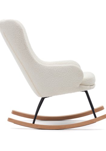 KAVE HOME Maustin gyngestol, med armlener - hvit bouclé med sort stlkonstruksjon og bketre