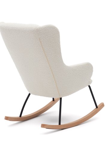 KAVE HOME Maustin gyngestol, med armlener - hvit bouclé med sort stlkonstruksjon og bketre
