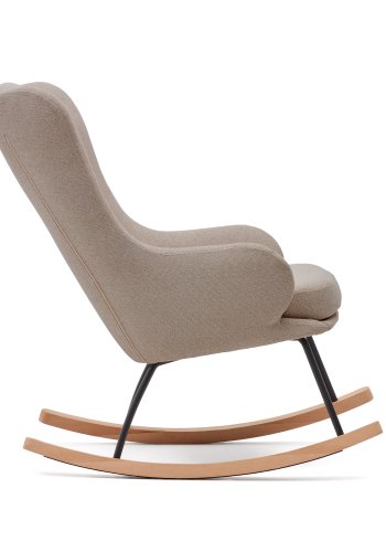 KAVE HOME Maustin gyngestol, med armlener - beige chenille med sort stlkonstruksjon og bketre 