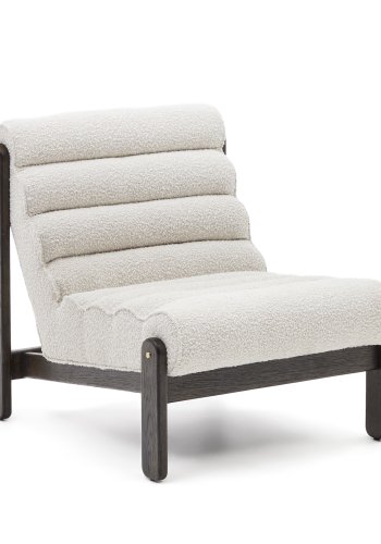 KAVE HOME Magira lenestol - hvit bouclé og mrk eik