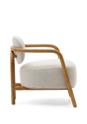 KAVE HOME Melqui lenestol, med armlener - beige og naturlig eik
