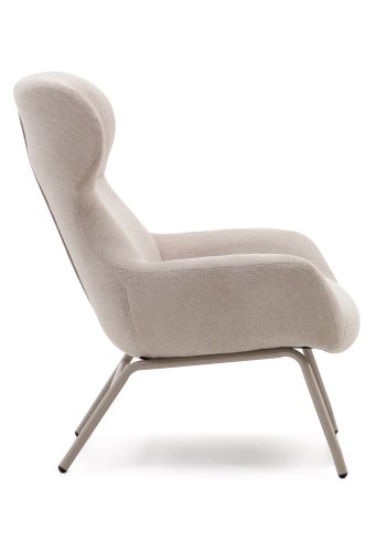 KAVE HOME Belina Sessel, mit Armlehnen – beige Chenille und Stahl