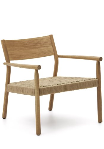 KAVE HOME Yalia lenestol, med armlener - papirtau og naturlig eik