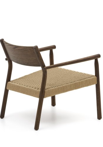 KAVE HOME Yalia lenestol, med armlener - naturlig tau og valnttfarget eik