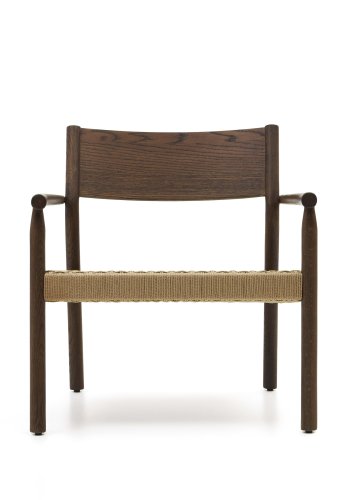 KAVE HOME Yalia lenestol, med armlener - naturlig tau og valnttfarget eik