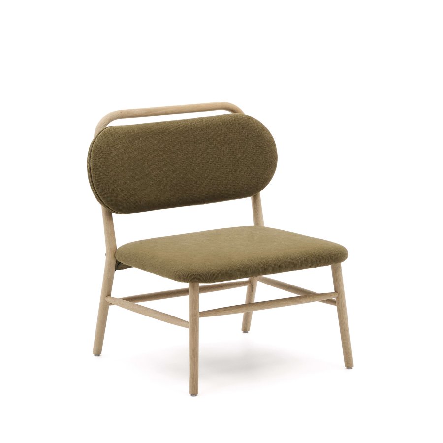 KAVE HOME Helda lenestol - grnn chenille og naturlig eik