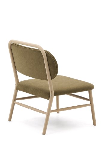 KAVE HOME Helda lenestol - grnn chenille og naturlig eik