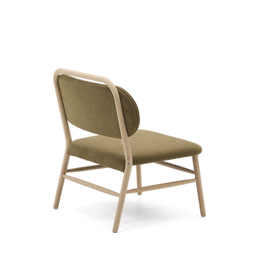 KAVE HOME Helda lenestol - grnn chenille og naturlig eik