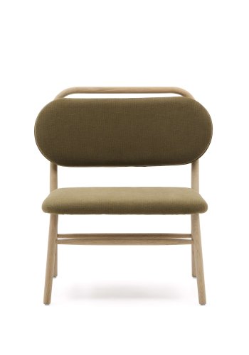 KAVE HOME Helda lenestol - grnn chenille og naturlig eik