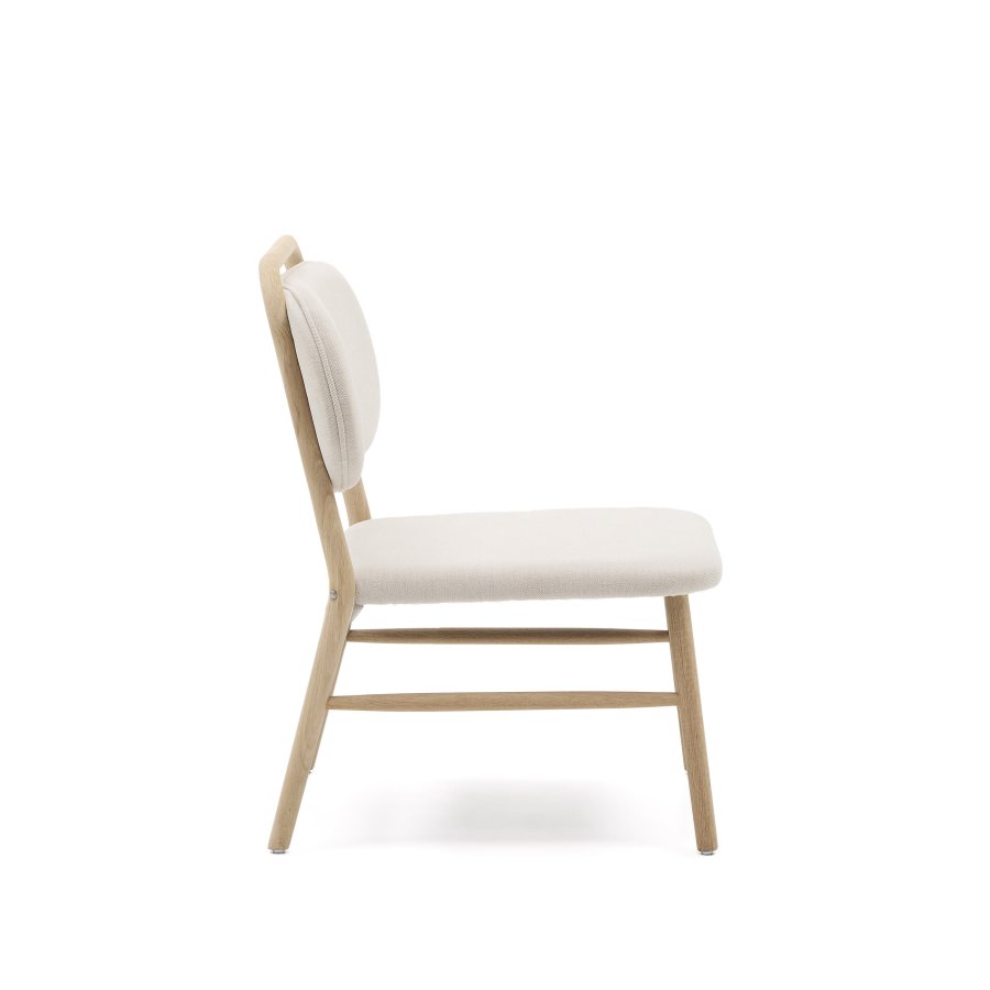KAVE HOME Helda lenestol - beige chenille og naturlig eik