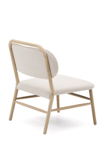 KAVE HOME Helda lenestol - beige chenille og naturlig eik