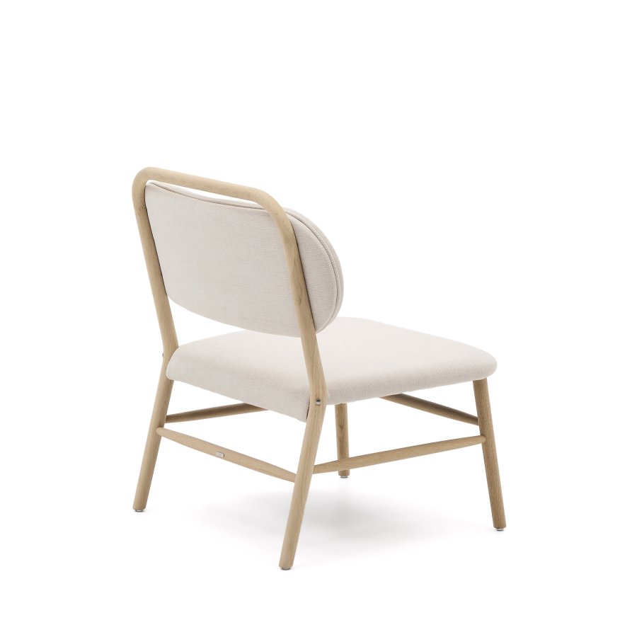 KAVE HOME Helda lenestol - beige chenille og naturlig eik