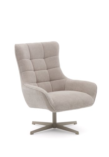 KAVE HOME Teryl lenestol, med armlener - beige chenille og grtt metall