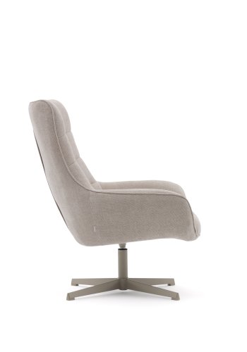 KAVE HOME Teryl lenestol, med armlener - beige chenille og grtt metall