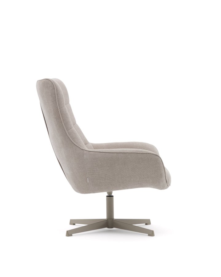 KAVE HOME Teryl lenestol, med armlener - beige chenille og grtt metall