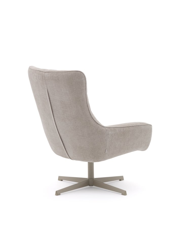 KAVE HOME Teryl lenestol, med armlener - beige chenille og grtt metall