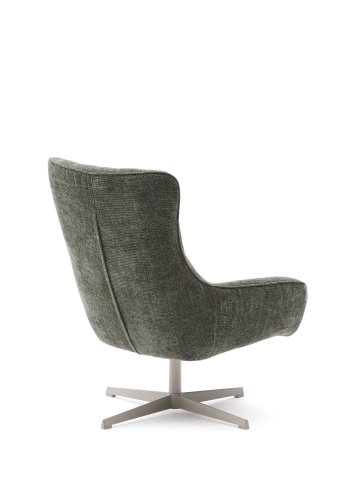 KAVE HOME Teryl lenestol, m. armlener - grnn chenille og grtt metall