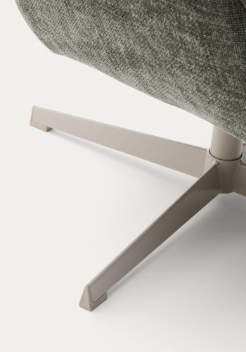 KAVE HOME Teryl lenestol, m. armlener - grnn chenille og grtt metall