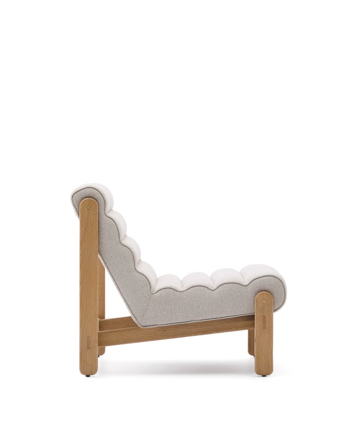 KAVE HOME Magira beige lenestol i heltre eik med naturlig finish