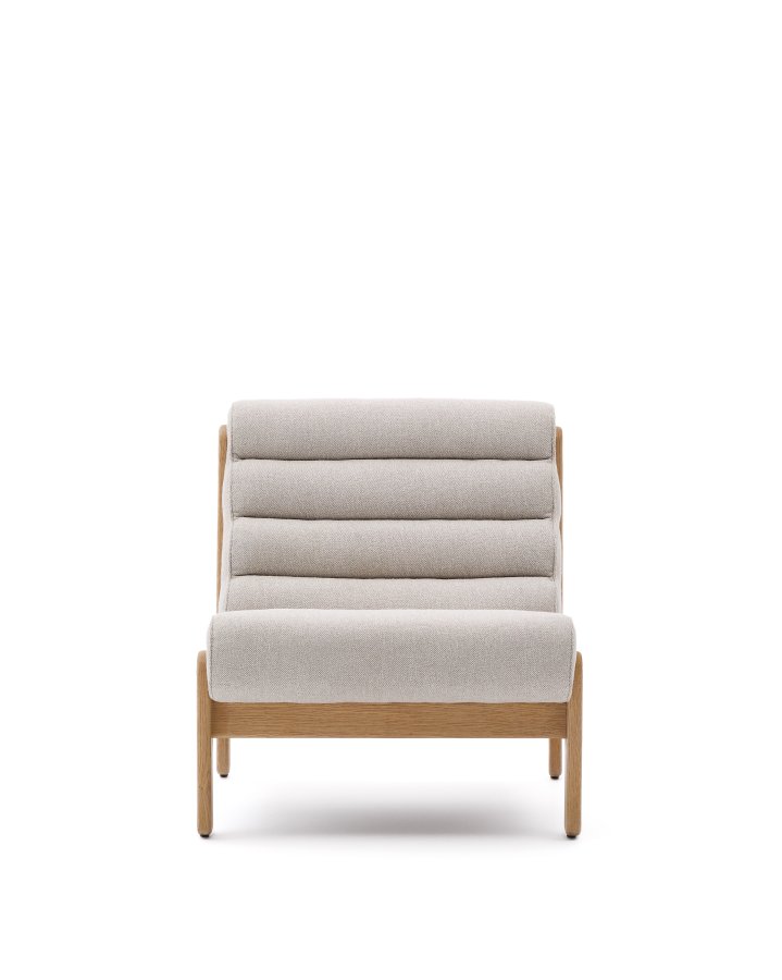 KAVE HOME Magira beige lenestol i heltre eik med naturlig finish
