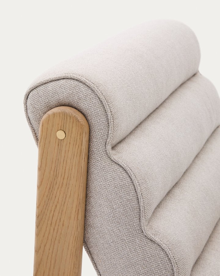 KAVE HOME Magira beige lenestol i heltre eik med naturlig finish