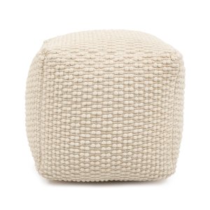 KAVE HOME Mascarell-puff, bomull och polypropen i vitt, 45 x 45 cm