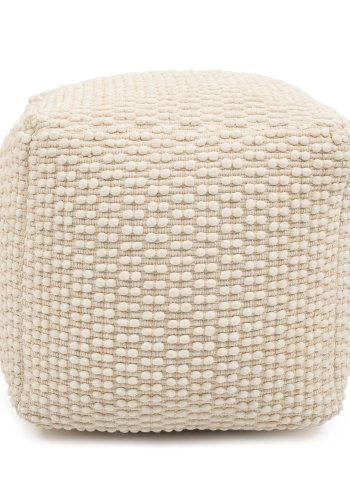 KAVE HOME Mascarell puff, firkantet - hvit bomull og polypropylen (45x45)