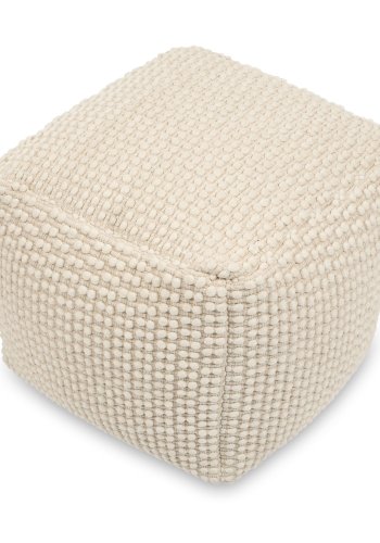 KAVE HOME Mascarell puff, firkantet - hvit bomull og polypropylen (45x45)