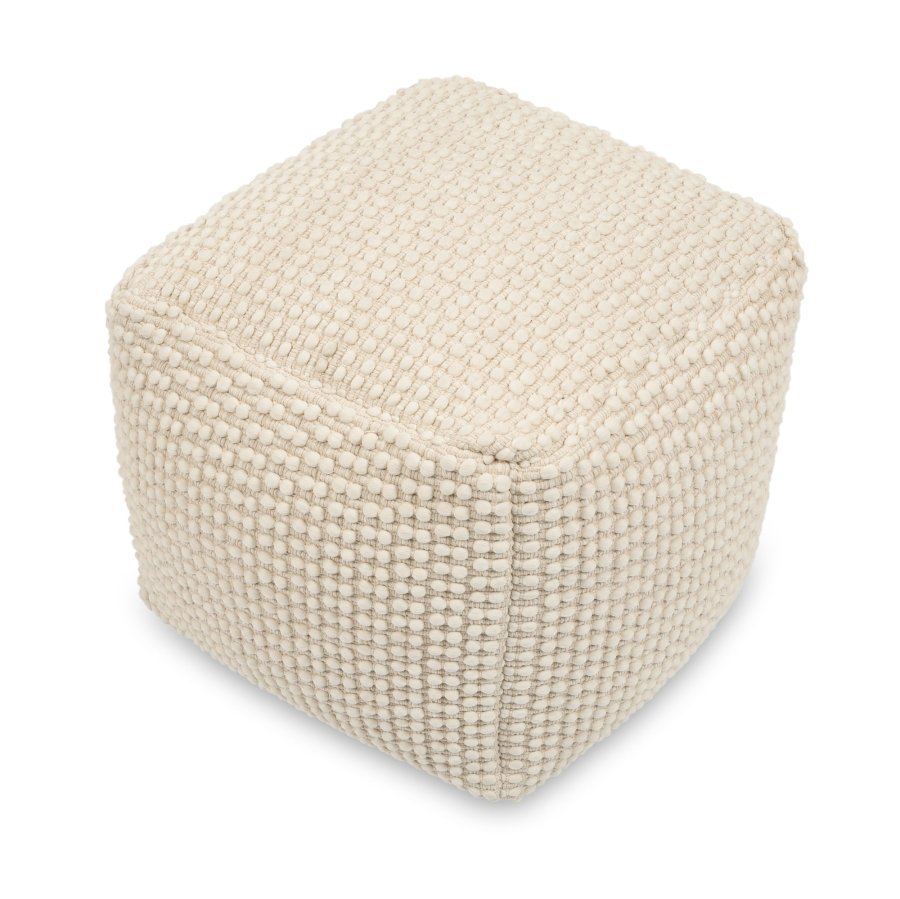 KAVE HOME Mascarell puff, firkantet - hvit bomull og polypropylen (45x45)