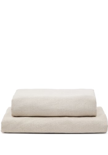 KAVE HOME trekk til Zenira fotskammel i beige bomull og lin, 90 x 90 cm