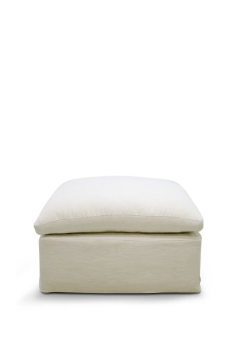 KAVE HOME trekk til Zenira fotskammel i beige bomull og lin, 90 x 90 cm