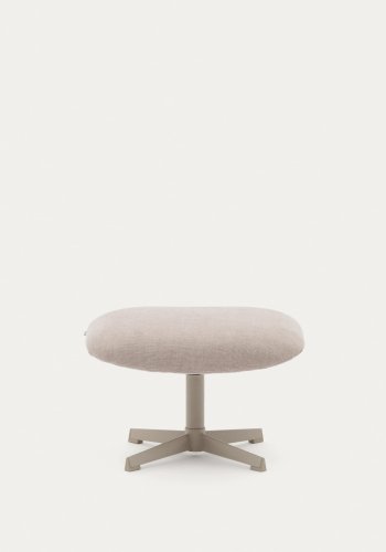 KAVE HOME Teryl fotskammel, rektangulr - beige chenille og grtt metall (58x42,5)