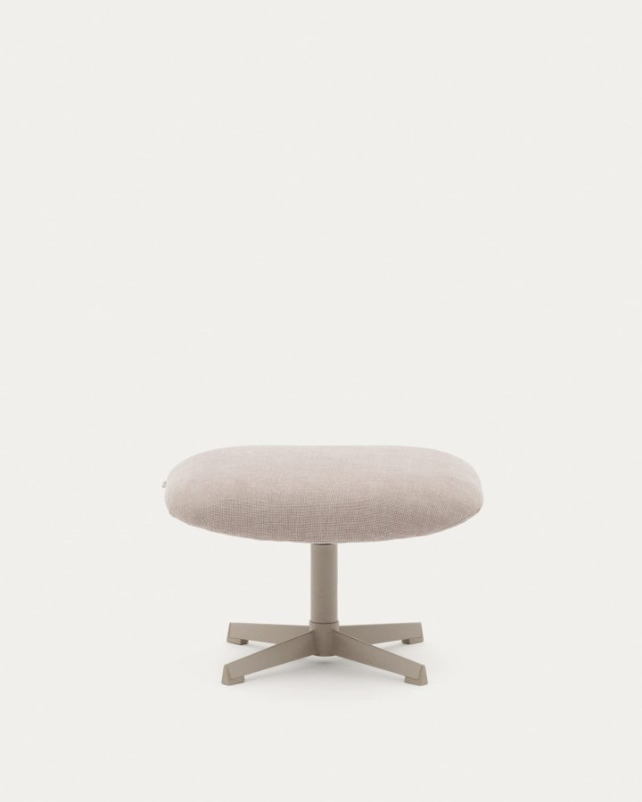 KAVE HOME Teryl fotskammel, rektangulr - beige chenille og grtt metall (58x42,5)