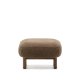 KAVE HOME Nema taupe boucl fotskammel med ben i heltre ask, valnttfinish, 65x55,4 cm, FSC 100 %