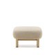 KAVE HOME Nema beige chenille fotskammel med ben i heltre ask, naturlig finish, 65x55,4 cm, FSC 100%