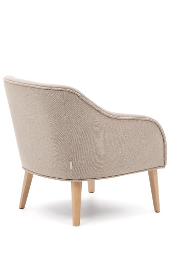 KAVE HOME Bobly l�nestol, m. arml�n - beige stof og natur b�getr�