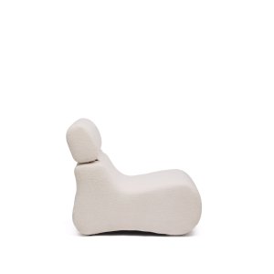 KAVE HOME Klubbftölj, w. hopfällbart nackstöd - krämfärgat bouclétyg